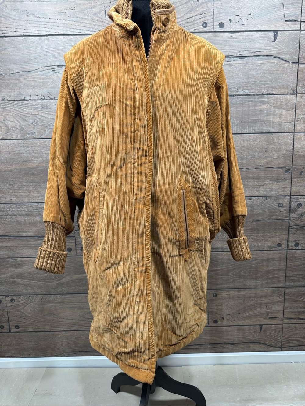 Oversized Corduroy Trench Coat in Camel